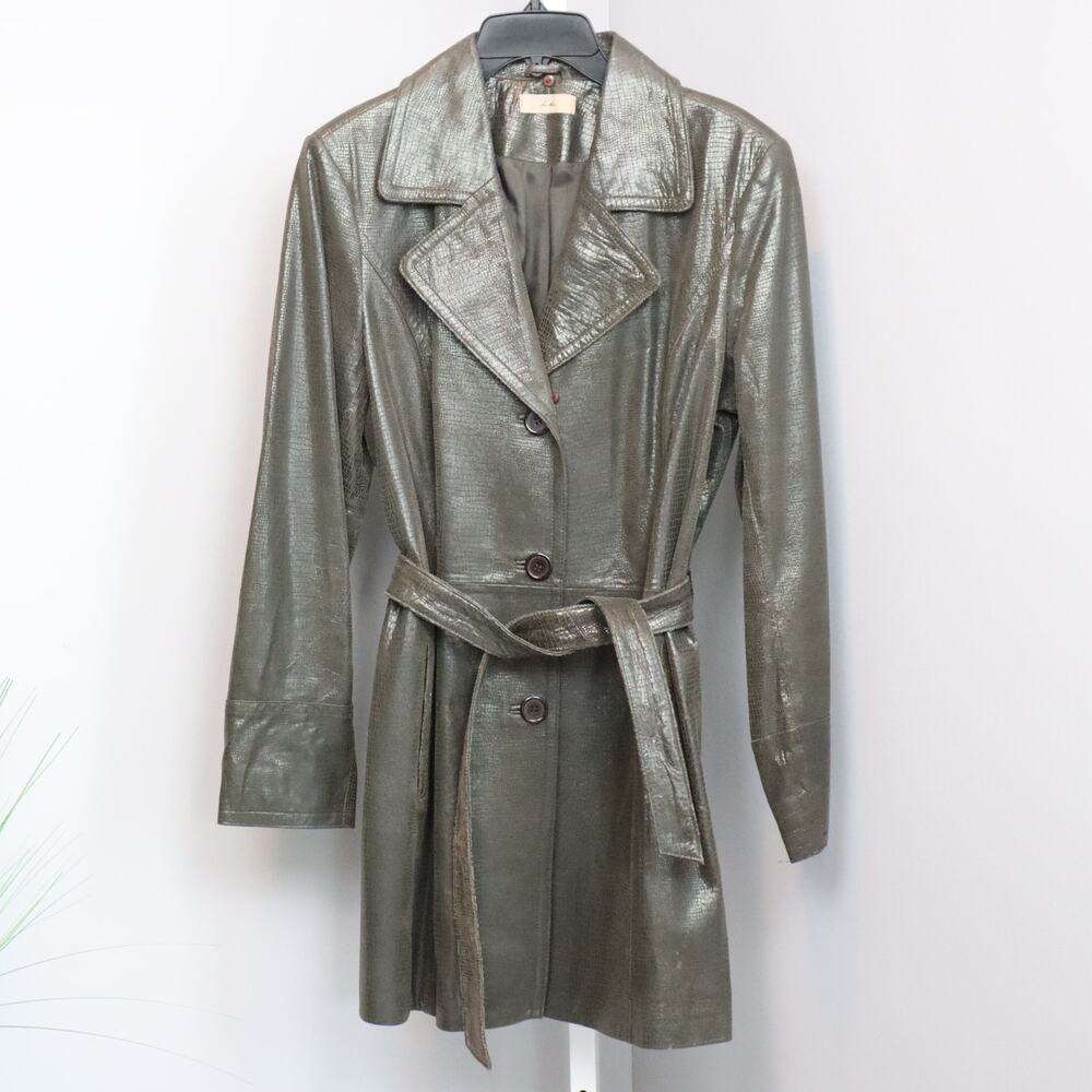 i.e. Genuine Leather Snakeskin Trench Coat w/ Belt Women’s‎ Size L